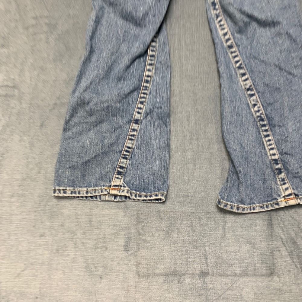 True Religion Jeans Womens 8 Blue Denim Wide Leg Distressed 5 Pockets Zip Fly - Picture 3 of 16